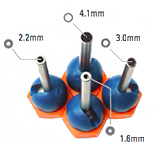 Düsen-Durchmesser: 1,6 / 2,2 / 3,0 / 4,1 mm    